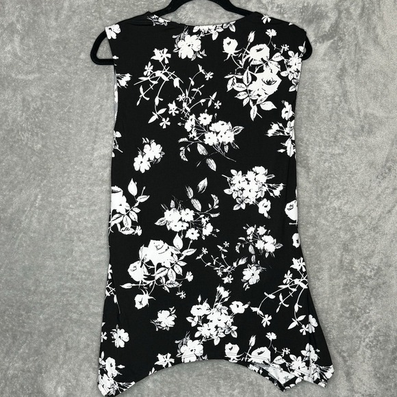 Karen Kane  XL Shirt Top Black Floral Flower Sleeveless Scoop Neck Stretch - Picture 2 of 4